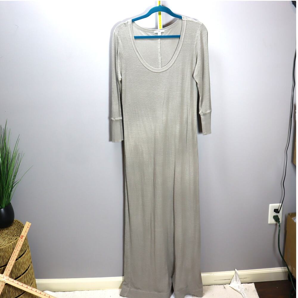 James Perse Beige Tan Long Sleeve Maxi‎ Dress Made USA Size L